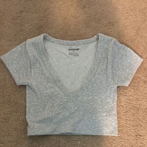 Garage Light Gray Ribbed Crop Top